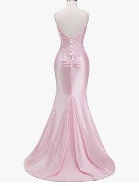 Satin Mermaid Prom Gown in Light Pink